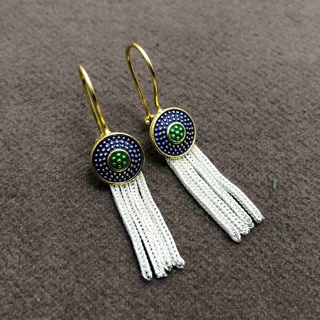 Fringed Model Mardin Straw Silver Earrings (NG201012390)