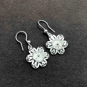 Floral Model Filigree Handmade Silver Earrings (NG201013393)