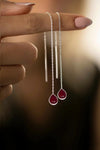 Drop Model Silver Earrings With Ruby (NG201015754)