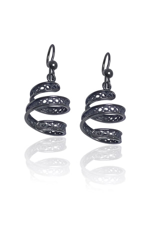 Chandelier Model Oxidized Filigree Silver Earrings (NG201017356)