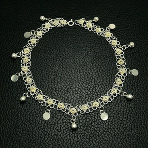 Flake Pendant Handmade Filigree Silver Anklet (NG201016151)